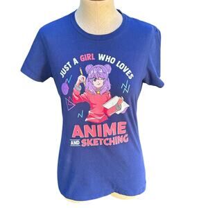 Just A Girl Who Loves Anime and Sketching Drawing Art T-shirt Women's Size Small